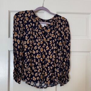 Velvet by Graham & Spencer Black and Tan Patterned Blouse